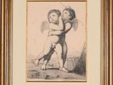 an image of a drawing of two children hugging each other