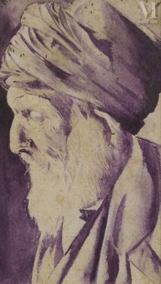 an old picture of a man with a turban on his head