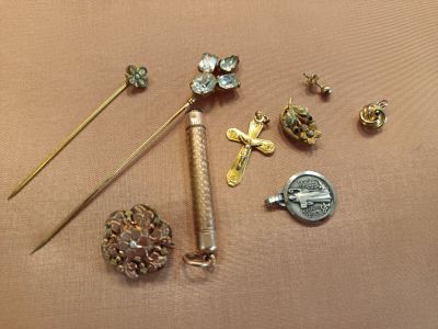 a lot of items that are laying out on the table