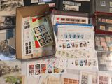 a box full of stamps sitting on top of a table