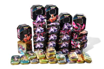 a lot of different types of pokemon cards on display