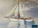 a painting of a sailboat in a body of water