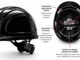 une photo d'un casque sur laquelle les différentes pièces sont identifiées