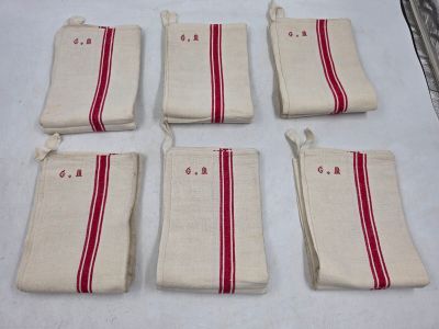 617 / CH-B4 / Lot de 6 torchons anciens chiffrés "G.