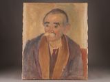 an old painting of a man with a mustache and a scarf