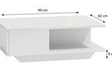 Les dimensions d'une étagère blanche sont indiquées avec la hauteur de celle-ci