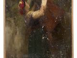 an image of a painting of a woman picking apples from a tree