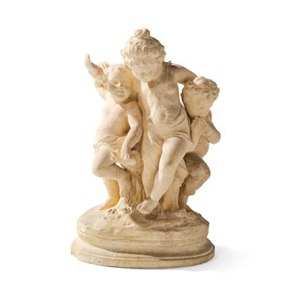 ALLÉGORIE DE L'ÉTÉ Groupe en pierre calcaire sculptée représ…