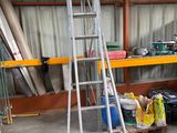 a ladder that is leaning against a wall in a garage