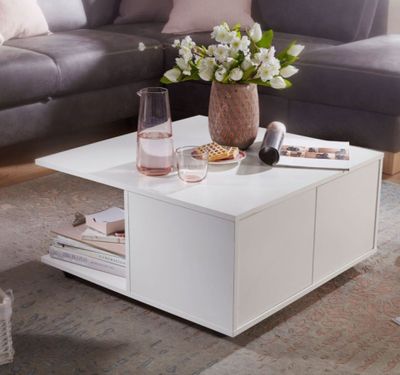 Table basse sur roulette LOZNICA en bois blanc -70x70x37 cm …