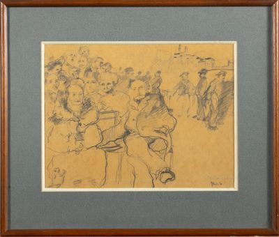 an image of a drawing of a man sitting on a bench