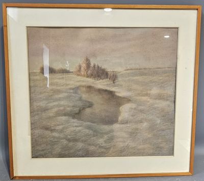 Ecole russe du XXème : "Paysage enneigé".