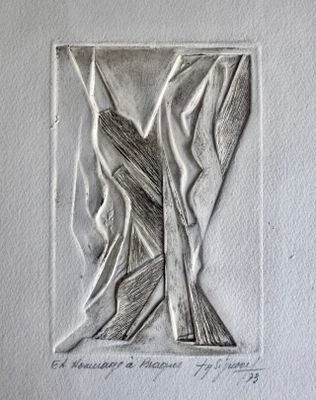 un dessin représentant une œuvre d'art accrochée au mur