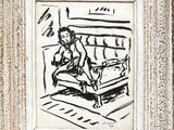 une image représentant le dessin d'un homme assis sur un banc