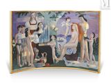 a painting of a group of people on a beach