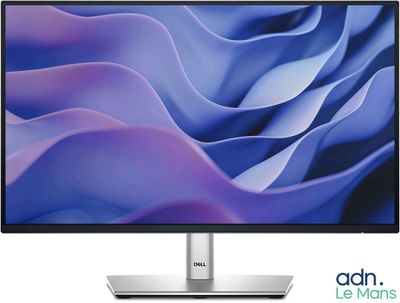 a close up of a monitor on a white surface with a blue background