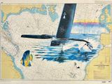 une image représentant une carte du monde sur laquelle vole un avion