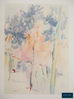 une image représentant une aquarelle d'une personne marchant dans la neige