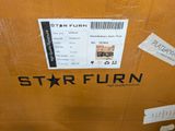 a cardboard box that has some stickers on it