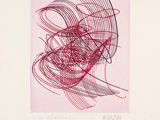 an image of a drawing of a red object on a pink background