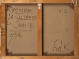 painting of a window with writing on it in a room