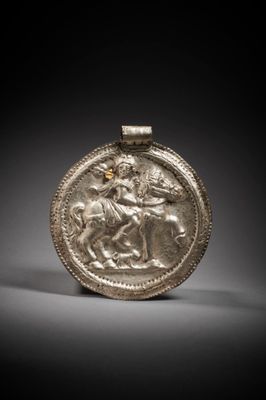 l'image d'une pièce d'argent représentant un homme à cheval