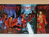 les couvertures des trois albums de la série de bandes dessinées