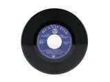 the record is black and has a white label on it