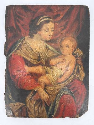 une image d'une peinture représentant une femme tenant un bébé