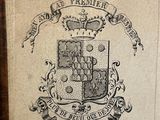 an old drawing of a coat of arms with a crown on it