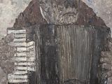 tableau représentant un vieil homme coiffé d'un chapeau et jouant de l'accordéon