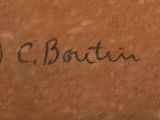 a close up of a piece of wood with writing on it
