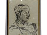 un dessin représentant un homme portant un bandana sur la tête