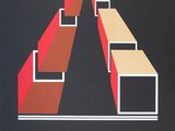 une image représentant une affiche noire et rouge sur laquelle figure un triangle rouge et blanc