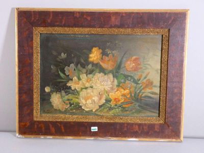 une photo d'un tableau représentant des fleurs, dans un cadre