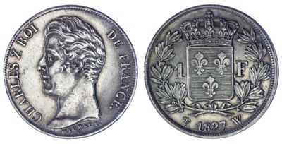 une pièce d'argent surmontée d'une couronne