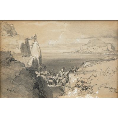une image représentant le dessin d'un homme debout sur une falaise surplombant un plan d'eau