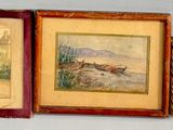 three paintings hanging on the wall next to each other