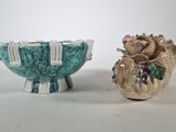 two vases that are sitting next to each other on a table