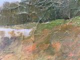 a painting of a cow grazing in a field