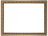 an old gold frame with a decorative pattern on a white background