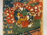 une image d'une peinture de fleurs dans un vase sur une table