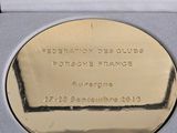 gold medal in a white box on a white surface