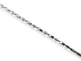 a close up of a long metal chain on a white surface
