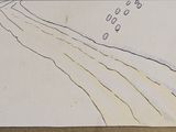 drawing of a drawing of a road with footprints on it