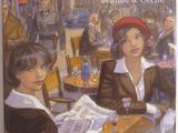 une illustration représentant une femme assise à une table dans un café