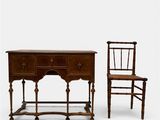 two pieces of furniture including a table, chair, and sideboard