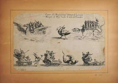 an old drawing of a group of animals in various poses