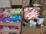 many boxes of food that are sitting on the floor