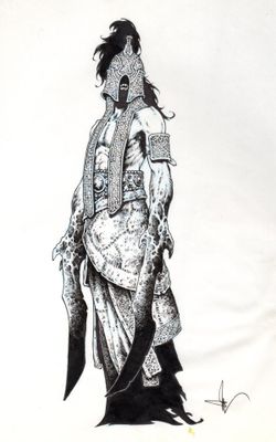 une image représentant le dessin d'un homme armé d'une épée